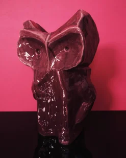 Vase hibou en grès aubergine 30cm Après Minuit - Serax