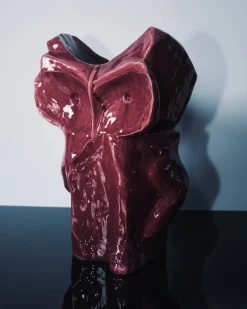 Vase hibou en grès aubergine 30cm Après Minuit - Serax