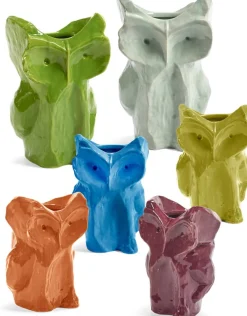 Vase hibou en grès bleu clair 30cm Après Minuit - Serax