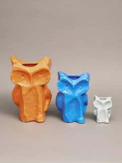 Vase hibou en grès bleu clair 12cm Après Minuit - Serax