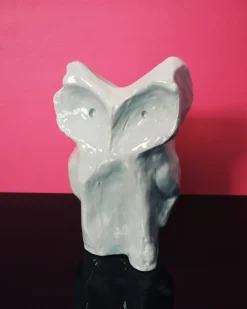 Vase hibou en grès bleu clair 23cm Après Minuit - Serax