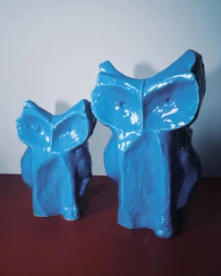 Vase hibou en grès bleu 23cm Après Minuit - Serax