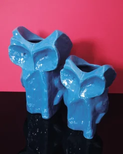 Vase hibou en grès bleu 30cm Après Minuit - Serax
