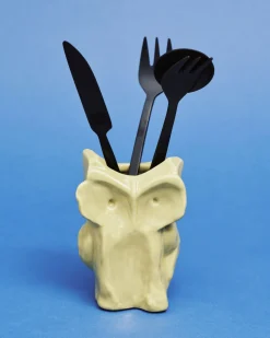Vase hibou en grès jaune 12cm Après Minuit - Serax