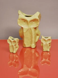 Vase hibou en grès jaune 12cm Après Minuit - Serax