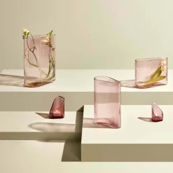 Vase Mist Dusty Rose Wide - Nude Glass