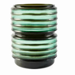 Vase rond en verre vert 20x27cm Layer - Pols Potten