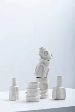 6 Vases en grès beige 10cm Molly - Serax