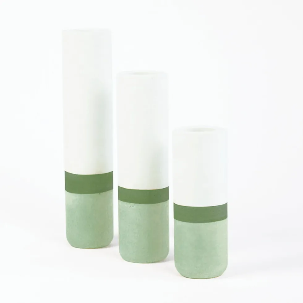3 vases en roche saline vert de gris 2,4 cm Labo - Studio Rosaroom