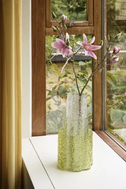 3 Vases en verre transparents et verts Triple - Hübsch