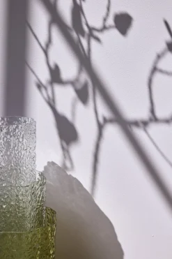3 Vases en verre transparents et verts Triple - Hübsch