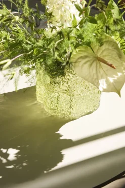 3 Vases en verre transparents et verts Triple - Hübsch