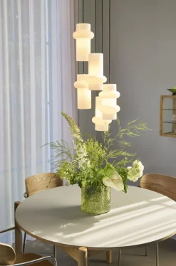 3 Vases en verre transparents et verts Triple - Hübsch