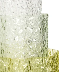 3 Vases en verre transparents et verts Triple - Hübsch