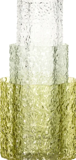 3 Vases en verre transparents et verts Triple - Hübsch