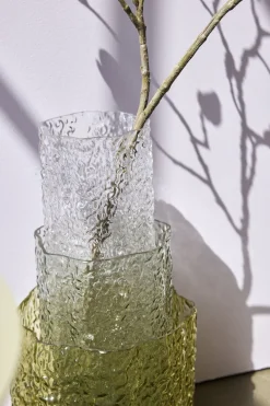 3 Vases en verre transparents et verts Triple - Hübsch