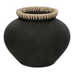 Vase stylé M noir naturel - Bazar Bizar