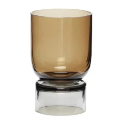 Vase sur pied en verre ambre et gris 660ml - Hübsch