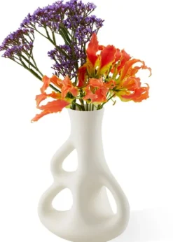 Vase à trois oreilles en grès blanc 17x9x21cm - pols potten