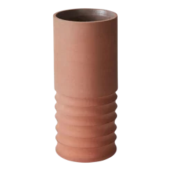 Vase tubulaire en terre cuite, sculpté à la main - HKLIVING