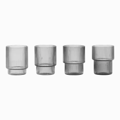 4 Verres Ripple gris fumé 6 cl - Ferm Living