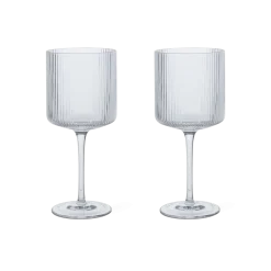 2 verres à vin rouge en verre transparent 7,9x18,2cm Ripple - Ferm Living