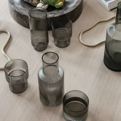 4 Verres XXS style verrine en verre gris fumé Ripple - Ferm living