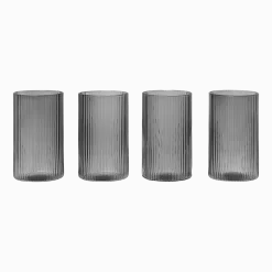 4 Verres XXS style verrine en verre gris fumé Ripple - Ferm living
