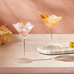 Vintage set de 2 verres à Martini à base arrondie - Nude Glass