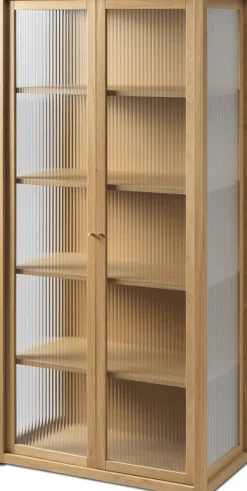 Vitrine en chêne et verre texturé 155cm Reed - Ferm Living