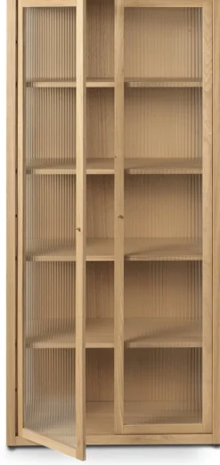 Vitrine en chêne et verre texturé 155cm Reed - Ferm Living