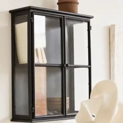 Vitrine murale en fer et en verre noire 50x60cm Downtown - Nordal