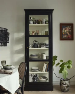 Vitrine à porte vitrée en bois de manguier noir 84 cm Classic - Nordal